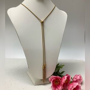 🌸NWOT! Gold Steel Adjustable Tassel Necklace